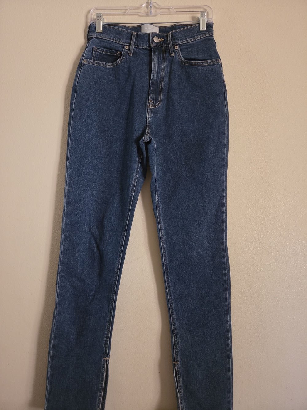 Everlane Dark Blue Denim Jeans with Contrast Stitching